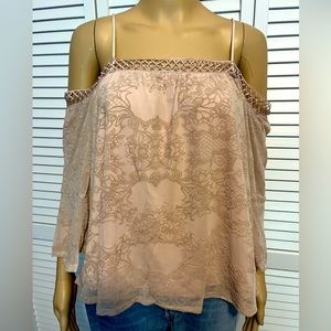 Pretty K/Lab size M blush pink off shoulder jacquard long sleeve shirt NWT